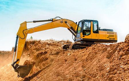 Excavators excavate earth in Brazil
